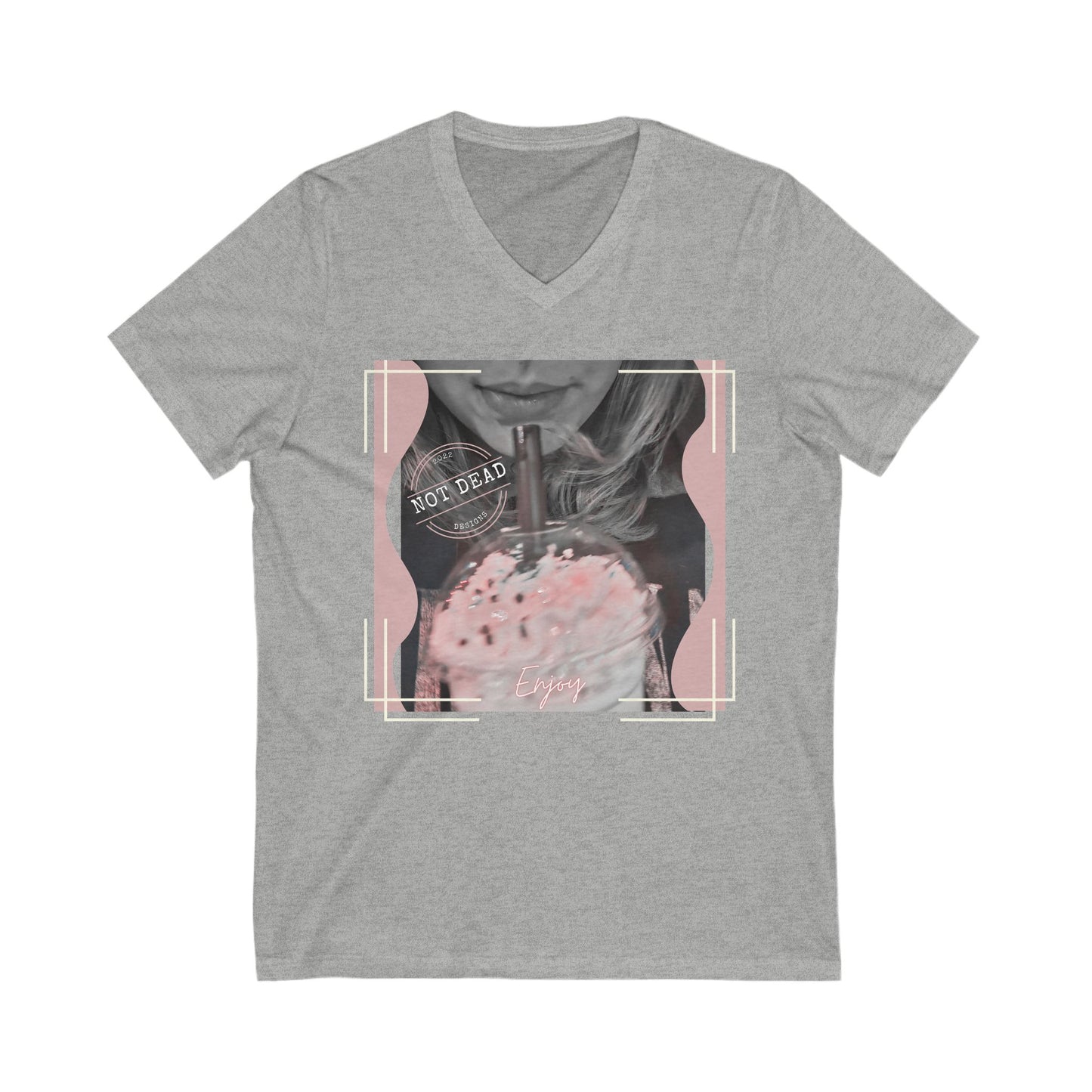Shake It Up and Enjoy - Unisex Jersey Short Sleeve V-Neck - Tee