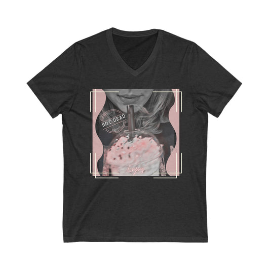 Shake It Up and Enjoy - Unisex Jersey Short Sleeve V-Neck - Tee