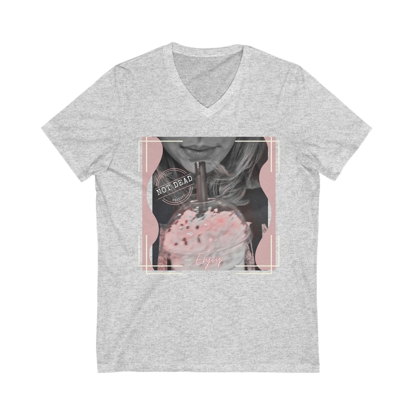 Shake It Up and Enjoy - Unisex Jersey Short Sleeve V-Neck - Tee