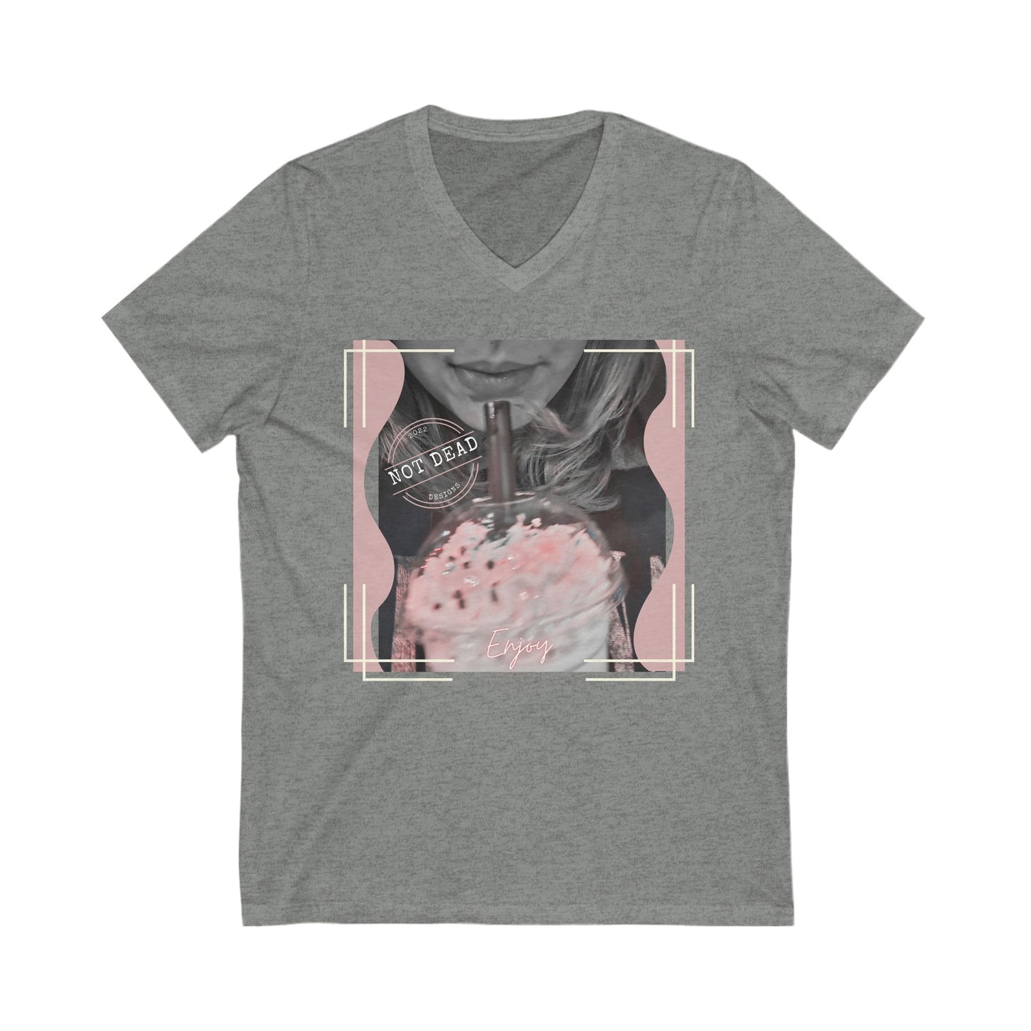 Shake It Up and Enjoy - Unisex Jersey Short Sleeve V-Neck - Tee