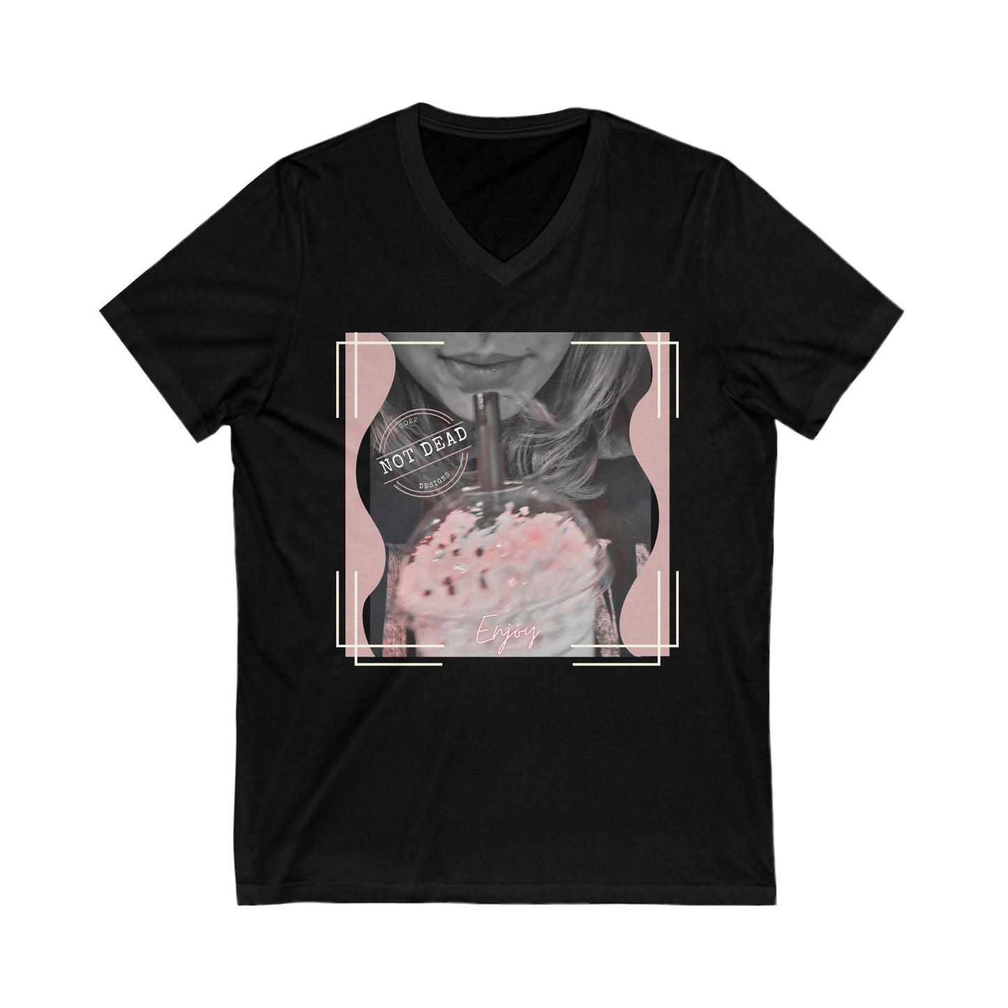 Shake It Up and Enjoy - Unisex Jersey Short Sleeve V-Neck - Tee